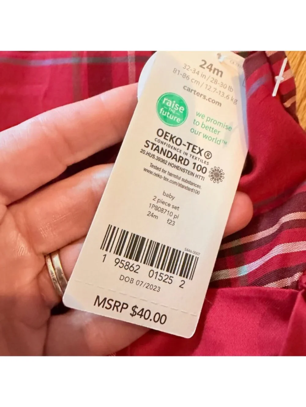 CARTERS GIRLS RED PLAID CHRISTMAS DRESS NEW 24 MONTHS